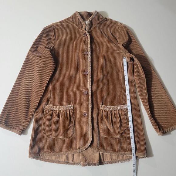 J.Jill Brown Velvet Trim Corduroy Long Blazer Jacket - Picture 6 of 15